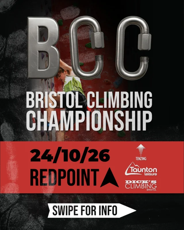 ⁠
Next Saturday! 🔺 BCC is back! ⁠
⁠
12 qualifying routes, each split into 20 scoring zones – the higher the route grade, the more each zone is worth. ⁠
⁠
Your top two scores count towards qualification!⁠
⁠
Followed by epic finals on the Comp Wall for Youth, Junior and Open categories, as well as prizes and podiums for Para and Vets categories.⁠
⁠
See you on the wall!🫵⁠
⁠
🔗Book now via link in bio⁠
⁠
@tenzing⁠
@tauntonleisure⁠
@dicks_climbing⁠
@impact_routesetting⁠
@climbersagainstcancerofficial⁠